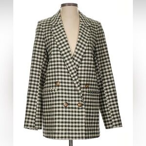 Sezane Chelsea Jacket Ecru/Khaki Gingham